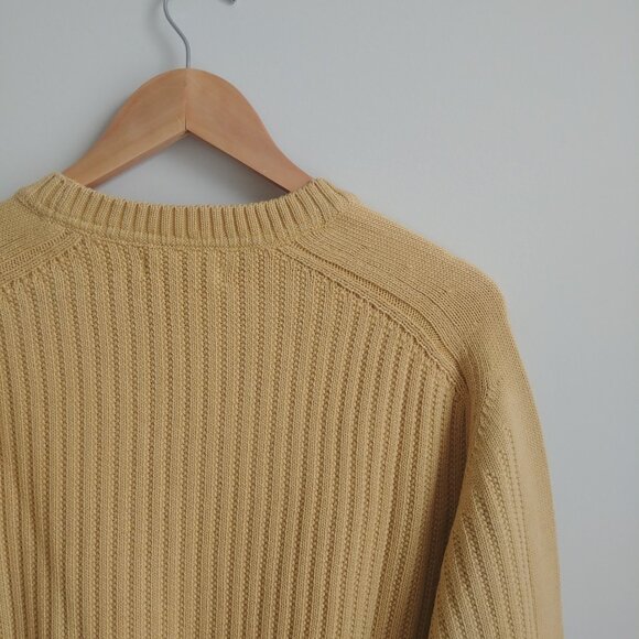 Vintage made in Italy Men's Large merino wool blend thick yellow sweater - Picture 7 of 16